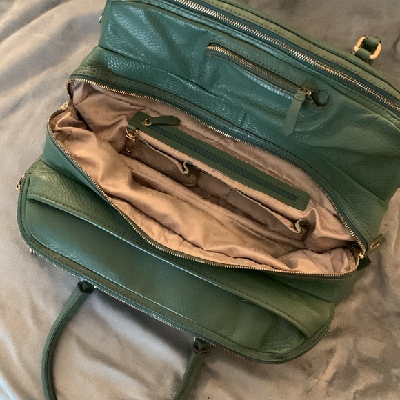 Cole Haan sage green pebbled leather weekender bag - Picture 5 of 11